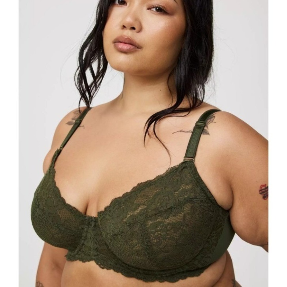 NWT Torrid Unlined 360 Back Smoothing Full Coverage Solid Lace Green Size 44DDD